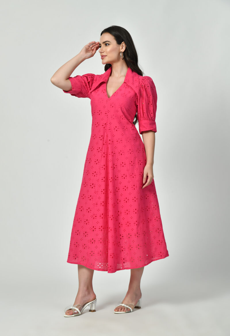 Broderie Adorned Collar Dress - Image 8