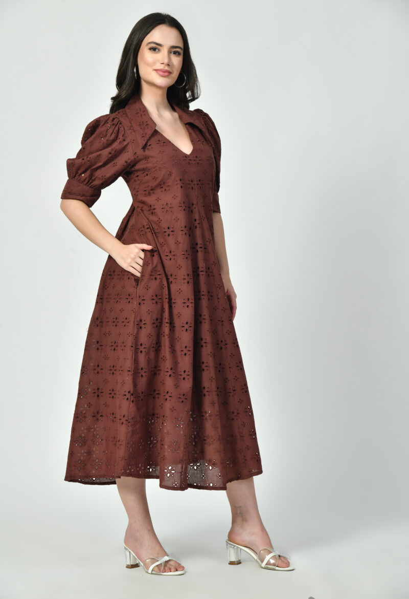 Broderie Adorned Collar Dress - Image 8