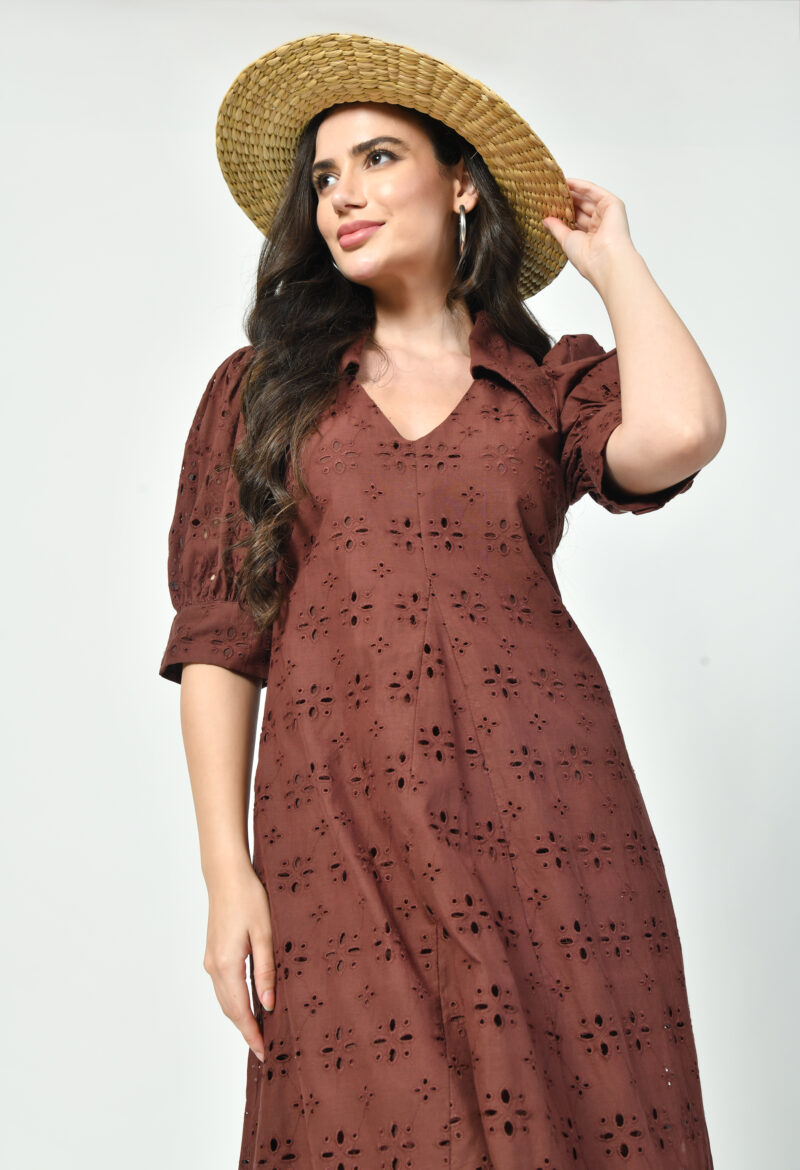 Broderie Adorned Collar Dress - Image 6