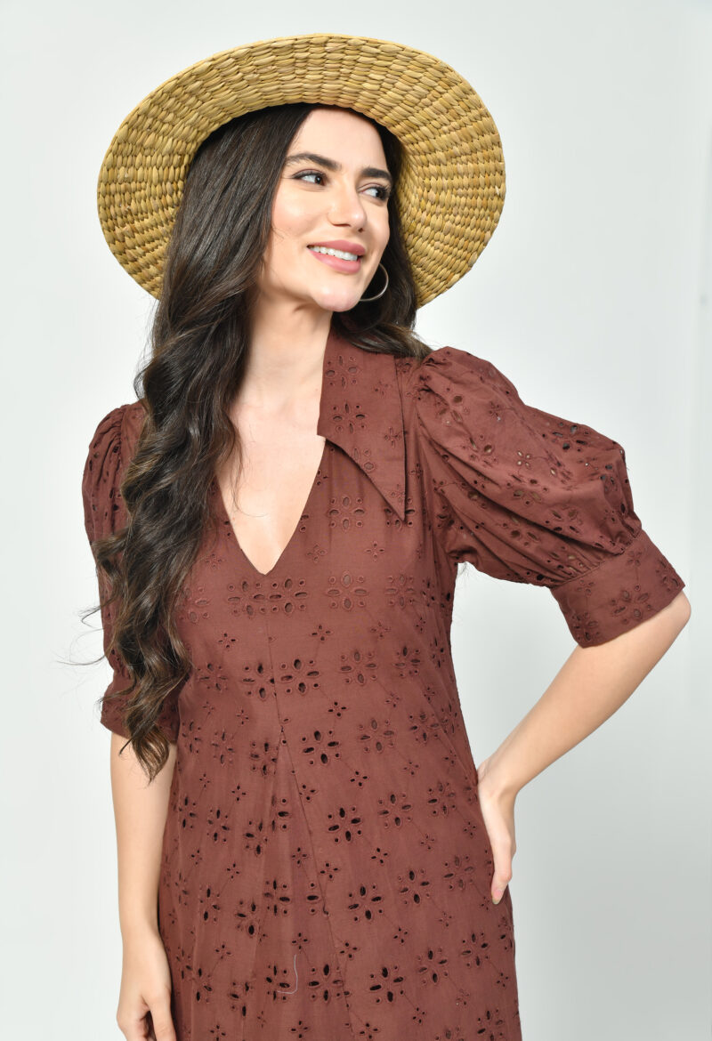 Broderie Adorned Collar Dress - Image 3