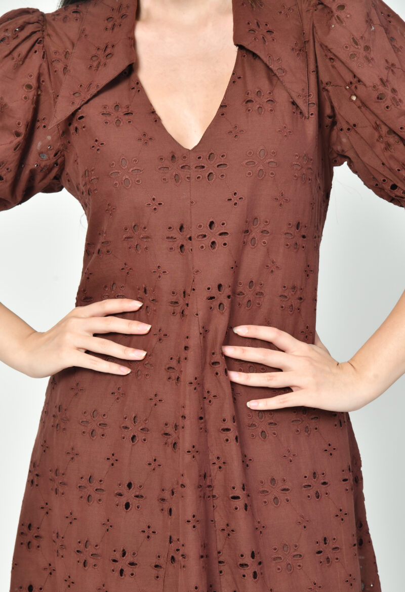 Broderie Adorned Collar Dress - Image 7