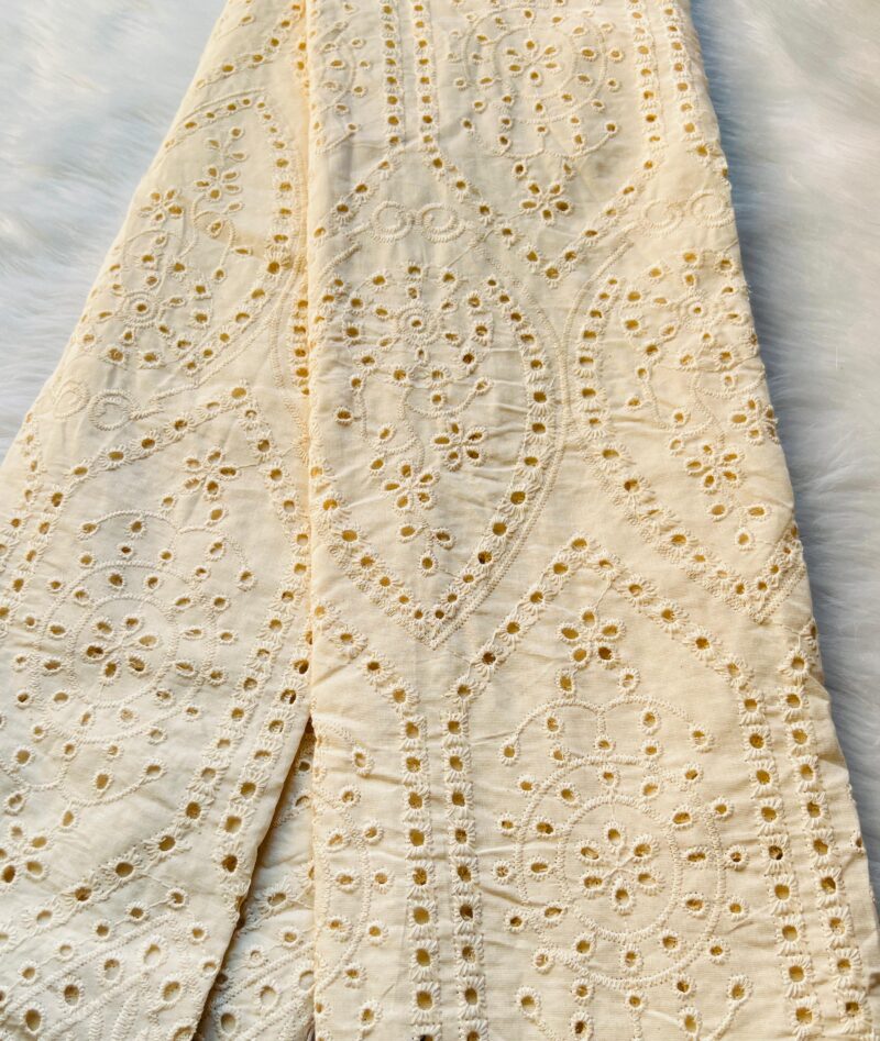 Chikankari Natural Dyeable Heavy Embroidered Cotton Fabric