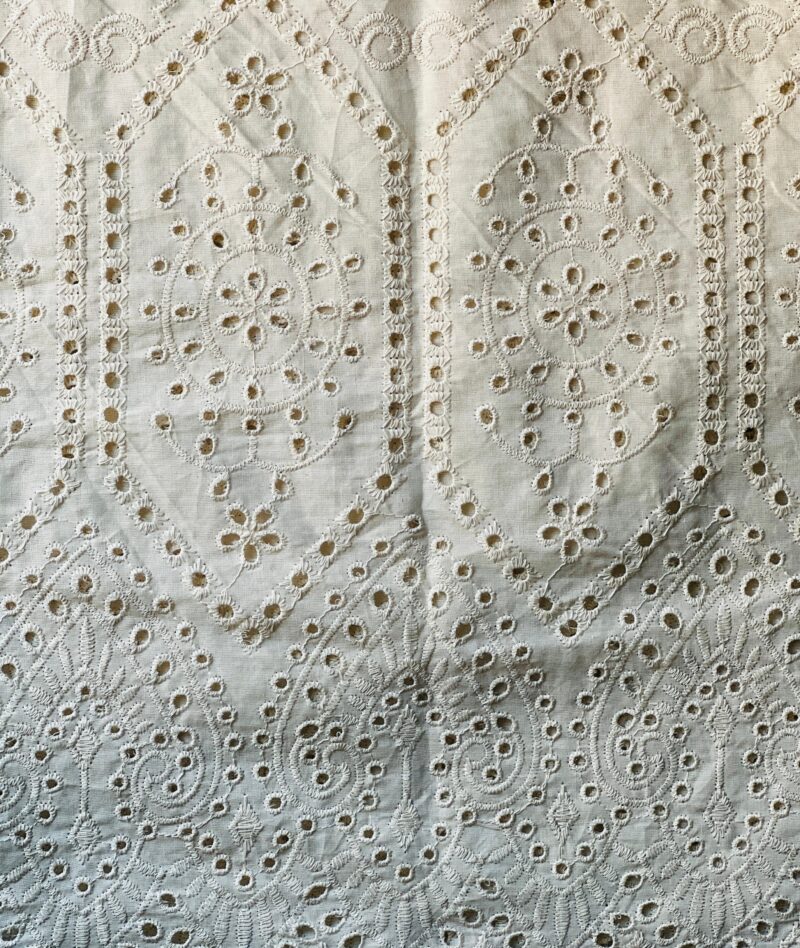 Chikankari Natural Dyeable Heavy Embroidered Cotton Fabric - Image 8