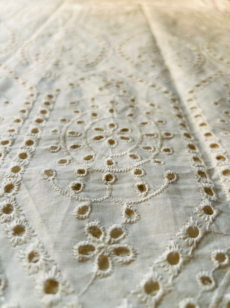 Chikankari Natural Dyeable Heavy Embroidered Cotton Fabric - Image 7